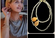 Set: necklace and bracelet "Snowy Autumn"