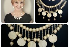 Set: necklace and earrings "Snow White"