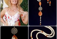 Set: necklace and earrings "A Little Amber"